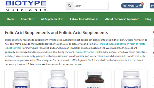 methylfolate undermethylation supplements folic acid