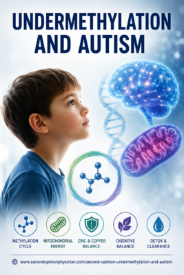 Undermethylation and autism showing methylation, mitochondrial energy, zinc and copper balance, oxidative stress and metabolic clearance
