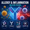 Allergy and inflammation blood panel for environmental allergens, total IgE, eosinophils, mold allergy and hs-CRP