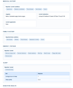 functional medicine consultation questionnaire