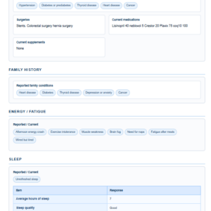 functional medicine consultation questionnaire