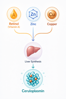 retinol to increase ceruloplasmin vitamin a and lower free copper