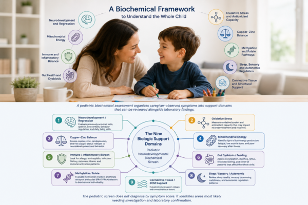 Caregiver concern about developmental regression in a child including loss of speech, eye contact, social connection, sleep, or regulation